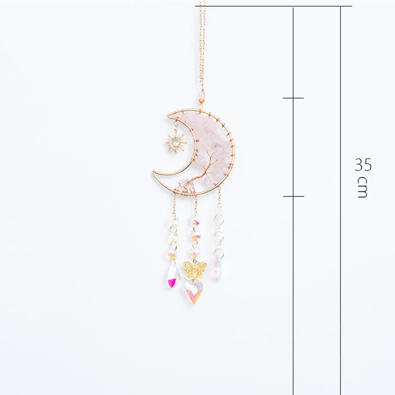 Olivenorma Rose Quartz Star Moon Butterfly Suncatcher Wind Chime