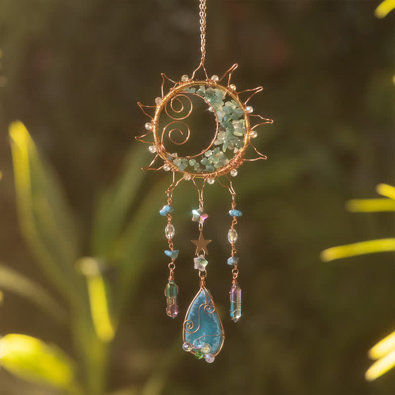 Olivenorma Green Aventurine Handwound Sun Suncatcher Wind Chime