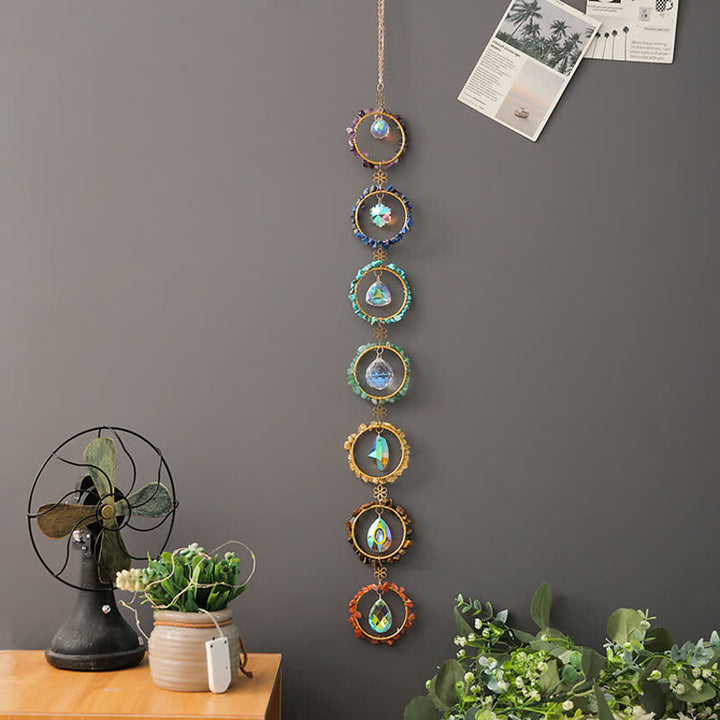 Olivenorma Chakra Gravel Dreamcatcher Decorative Wind Chime