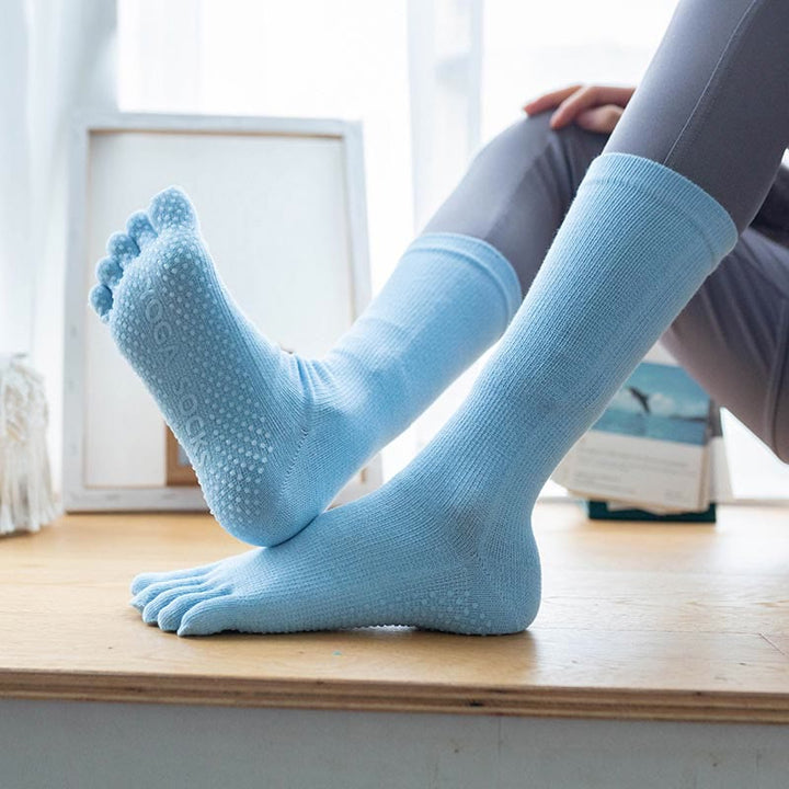 Olivenorma Women's Cotton Non-Slip Breathable Grip Pilates Barre Fitness Socks with Comfortable Stretch Fit Yoga Socks - SkyBlue - 10 Pairs - image 18