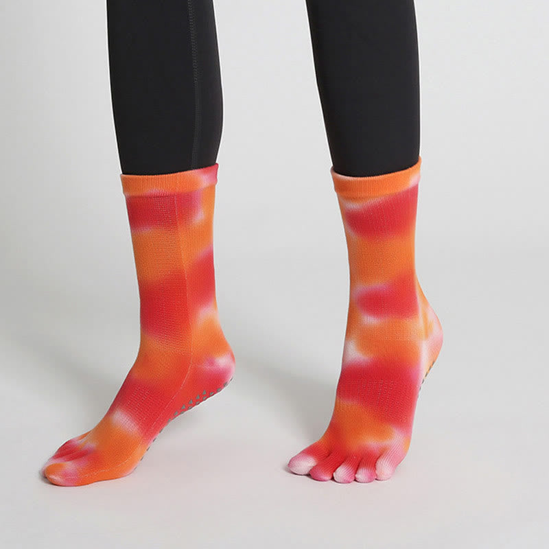 Olivenorma Tie-Dye Cotton Yoga Pilates Socks Comfortable Non-Slip Grip Barre Workout Socks with Breathable Stretch Support for Studio Training Socks - image 25