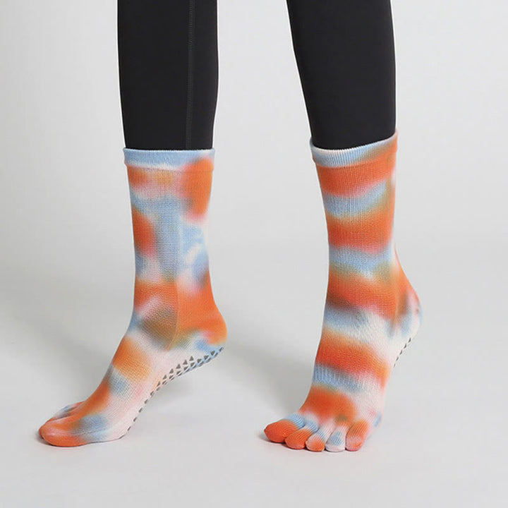 Olivenorma Tie-Dye Cotton Yoga Pilates Socks Comfortable Non-Slip Grip Barre Workout Socks with Breathable Stretch Support for Studio Training Socks - image 28