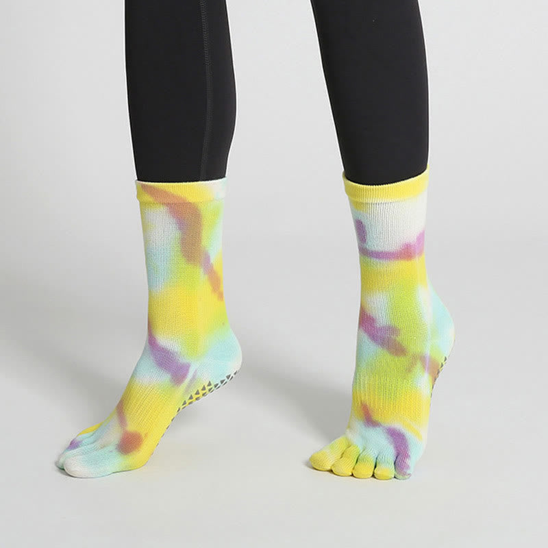 Olivenorma Tie-Dye Cotton Yoga Pilates Socks Comfortable Non-Slip Grip Barre Workout Socks with Breathable Stretch Support for Studio Training Socks - image 22
