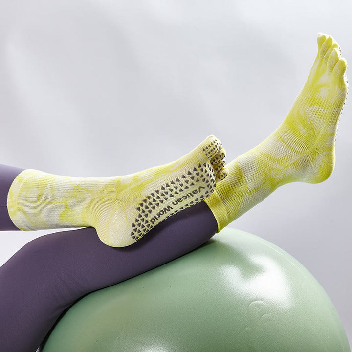 Olivenorma Tie-Dye Cotton Yoga Pilates Socks Comfortable Non-Slip Grip Barre Workout Socks with Breathable Stretch Support for Studio Training Socks - image 6