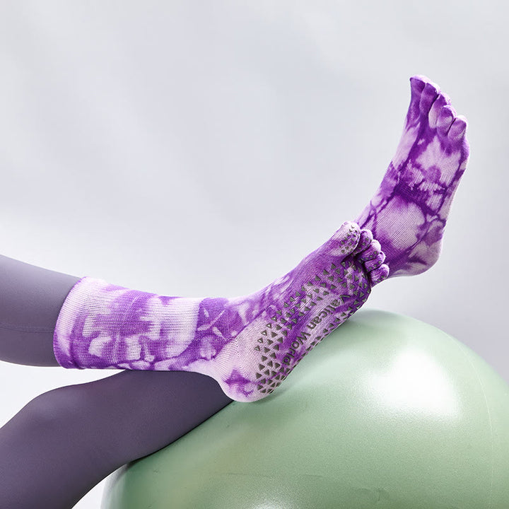 Olivenorma Tie-Dye Cotton Yoga Pilates Socks Comfortable Non-Slip Grip Barre Workout Socks with Breathable Stretch Support for Studio Training Socks - image 7