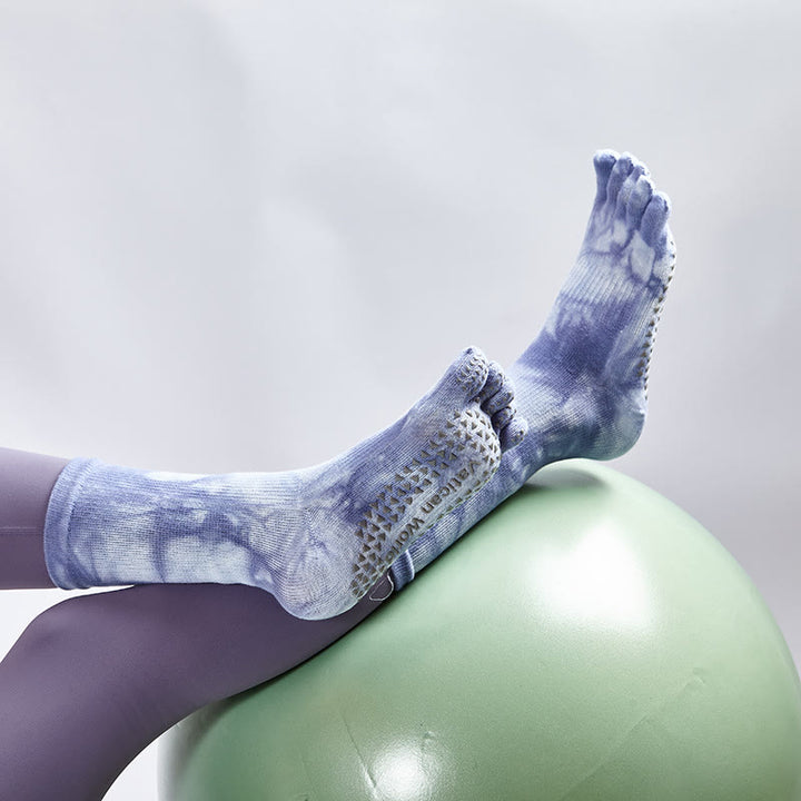 Olivenorma Tie-Dye Cotton Yoga Pilates Socks Comfortable Non-Slip Grip Barre Workout Socks with Breathable Stretch Support for Studio Training Socks - image 8