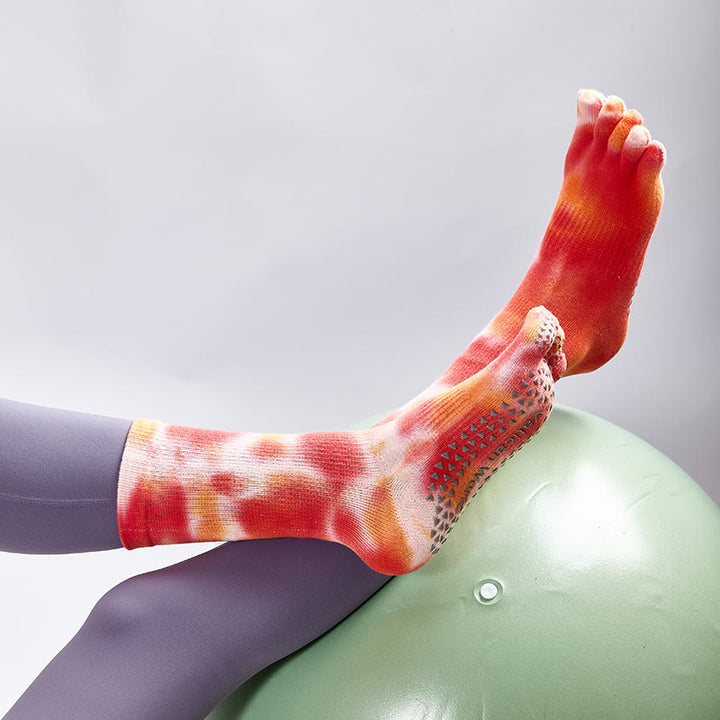Olivenorma Tie-Dye Cotton Yoga Pilates Socks Comfortable Non-Slip Grip Barre Workout Socks with Breathable Stretch Support for Studio Training Socks - image 23