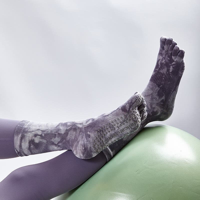 Olivenorma Tie-Dye Cotton Yoga Pilates Socks Comfortable Non-Slip Grip Barre Workout Socks with Breathable Stretch Support for Studio Training Socks - image 10