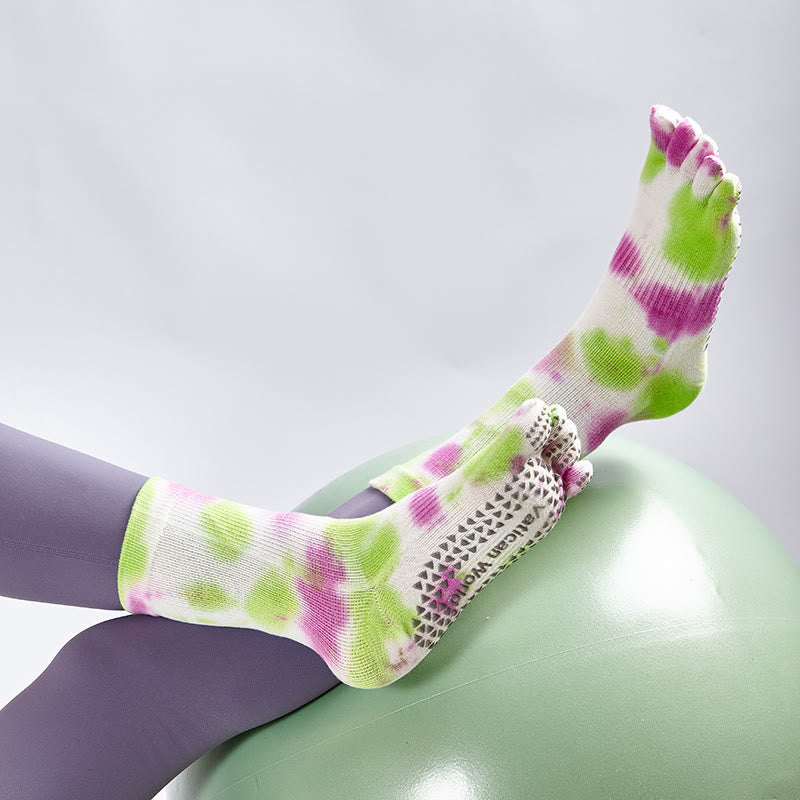 Olivenorma Tie-Dye Cotton Yoga Pilates Socks Comfortable Non-Slip Grip Barre Workout Socks with Breathable Stretch Support for Studio Training Socks - image 17