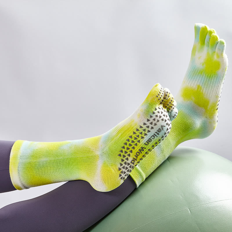 Olivenorma Tie-Dye Cotton Yoga Pilates Socks Comfortable Non-Slip Grip Barre Workout Socks with Breathable Stretch Support for Studio Training Socks - image 20