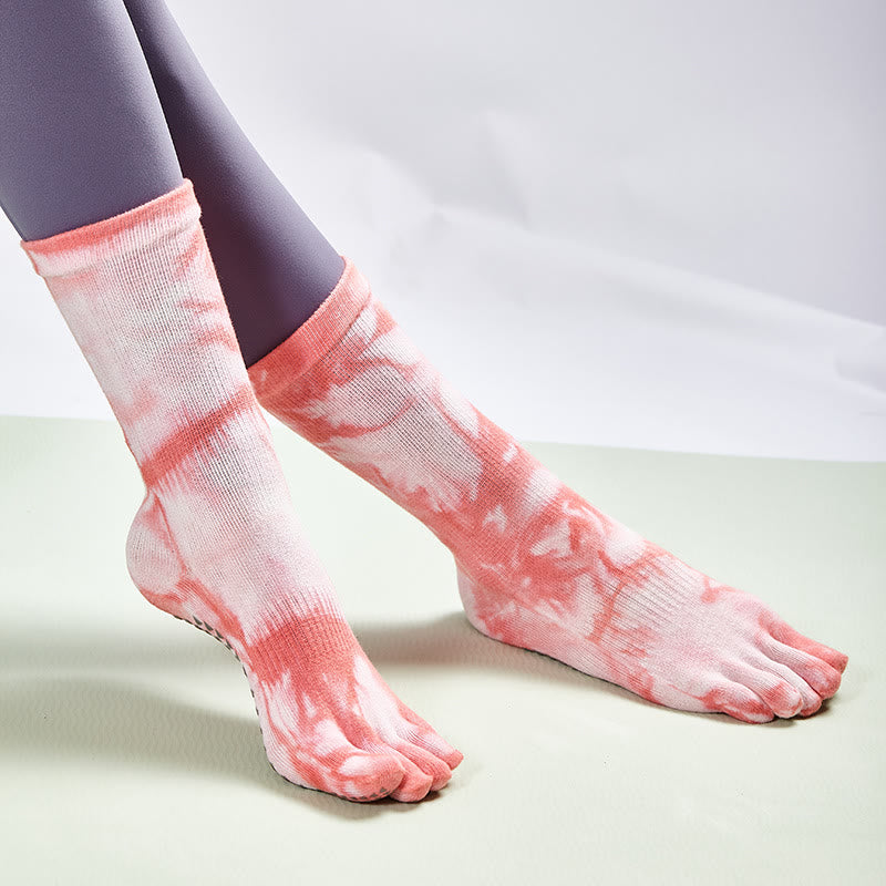 Olivenorma Tie-Dye Cotton Yoga Pilates Socks Comfortable Non-Slip Grip Barre Workout Socks with Breathable Stretch Support for Studio Training Socks - image 12