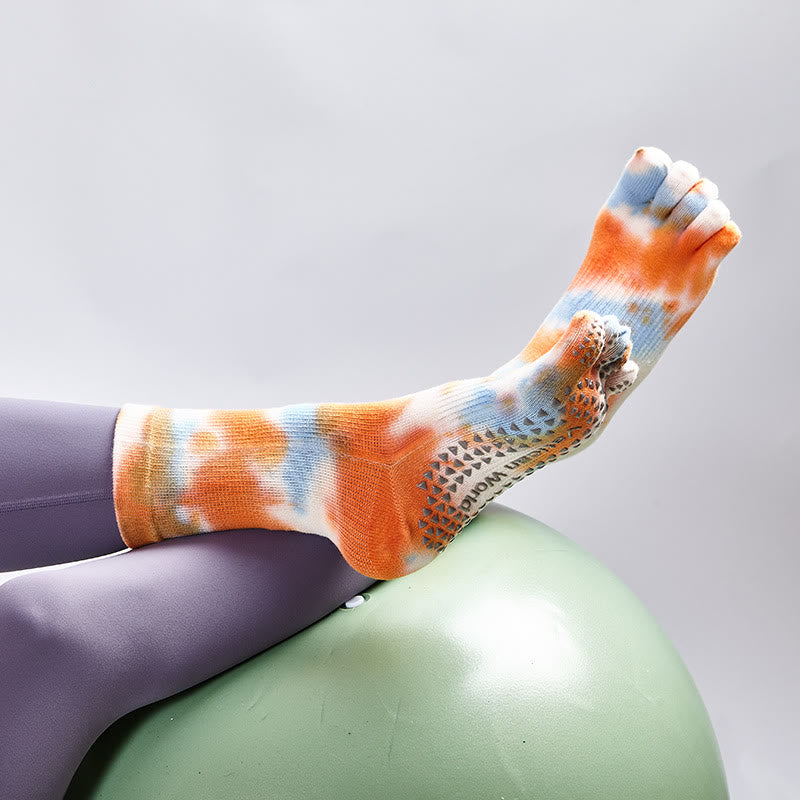 Olivenorma Tie-Dye Cotton Yoga Pilates Socks Comfortable Non-Slip Grip Barre Workout Socks with Breathable Stretch Support for Studio Training Socks - image 26