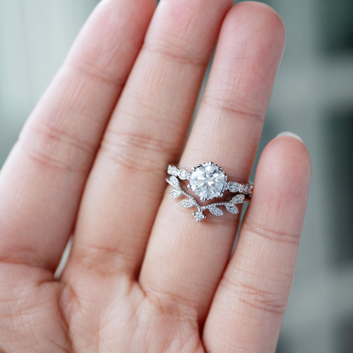 FREE Today: 3 Pcs Rose Gold Moissanite Floral Wedding Ring Set - image 9