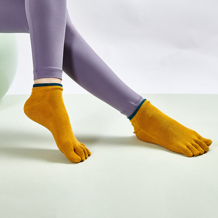 Olivenorma Solid Color Non-Slip Pilates Socks Grip Yoga Barre Workout Breathable Cotton Comfort & Stable Fit Yoga Socks - image 4