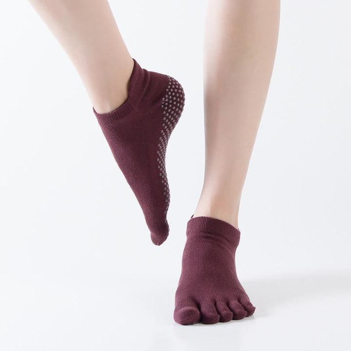 Olivenorma Solid Color Non-Slip Pilates Socks Grip Yoga Barre Workout Breathable Cotton Comfort & Stable Fit Yoga Socks - image 18