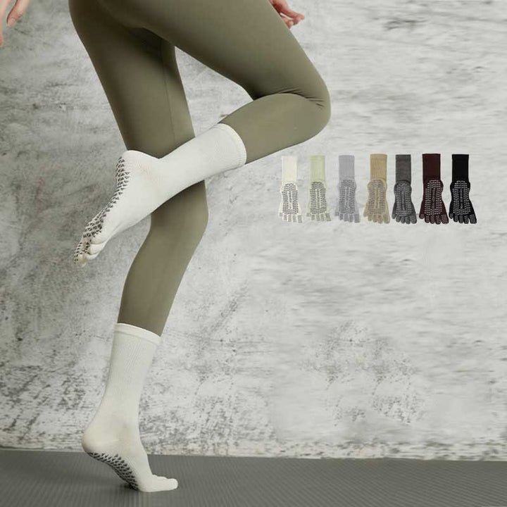 Olivenorma Solid Color Five-Toe Non-Slip Grip Toe Separation Pilates Barre Fitness Socks for Balance & Stability Yoga Socks - image 0