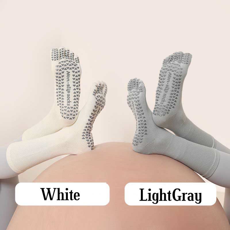 Olivenorma Yoga Pilates Non Slip Five-Toe Solid Color Socks - 2-Pair (White+LightGray) - image 18