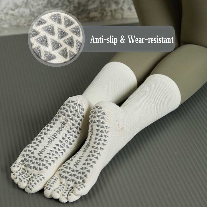Olivenorma Solid Color Five-Toe Non-Slip Grip Toe Separation Pilates Barre Fitness Socks for Balance & Stability Yoga Socks - image 3