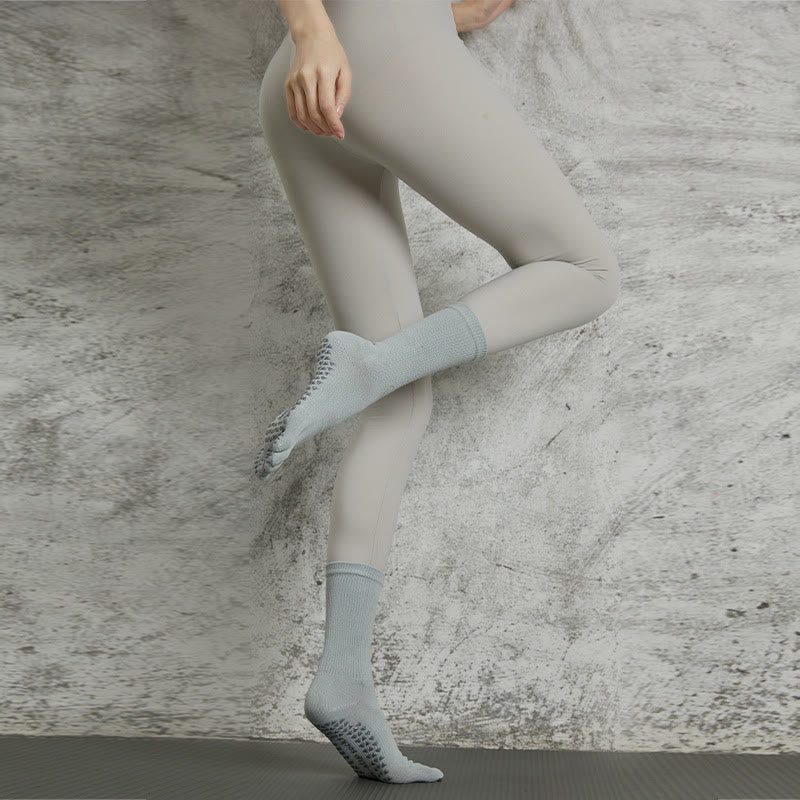 Olivenorma Yoga Pilates Non Slip Five-Toe Solid Color Socks - 1-Pair (LightGray) - image 13