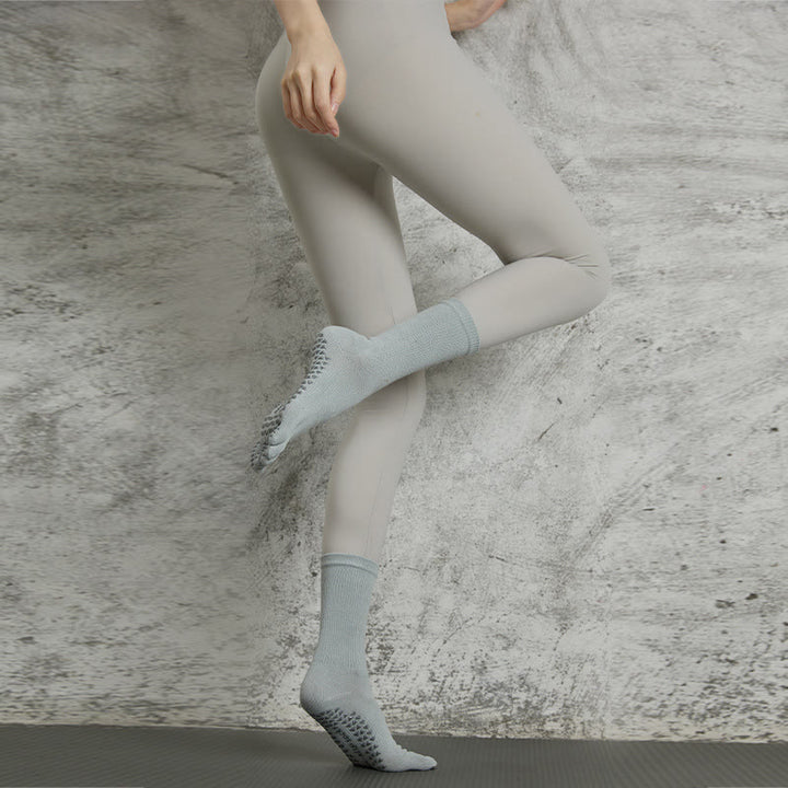 Olivenorma Yoga Pilates Non Slip Five-Toe Solid Color Socks - 1-Pair (LightGray) - image 13