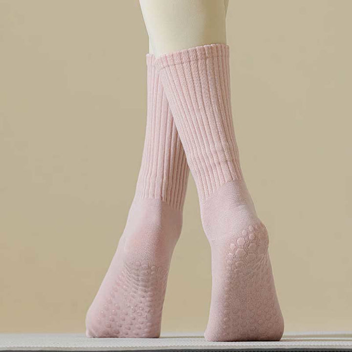 Olivenorma Non Slip Solid Striped Textured Crew Sock Yoga Socks