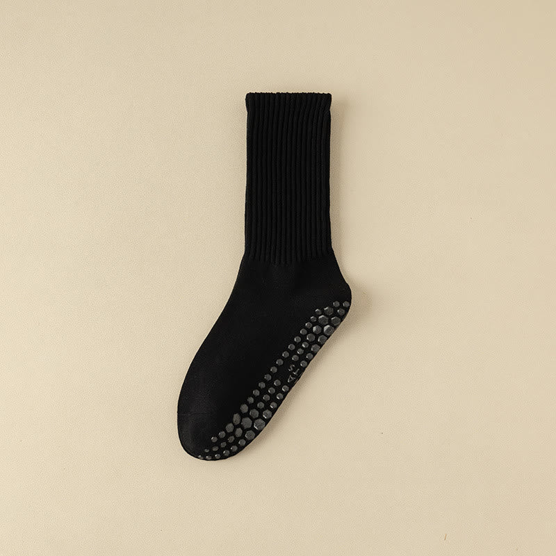 Olivenorma Striped Textured Crew Non-Slip Grip Pilates Barre Comfort Workout Socks with Breathable Cotton Design Yoga Socks - image 8