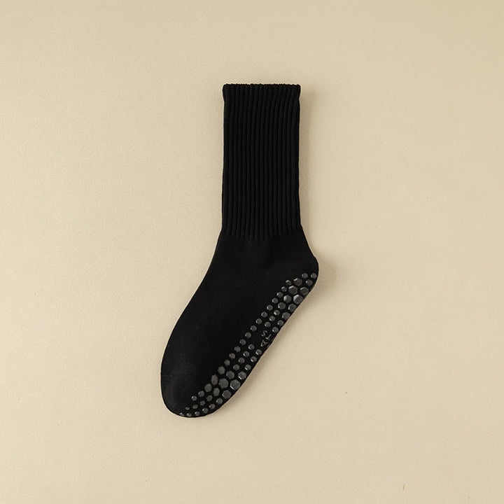 Olivenorma Striped Textured Crew Non-Slip Grip Pilates Barre Comfort Workout Socks with Breathable Cotton Design Yoga Socks - image 8
