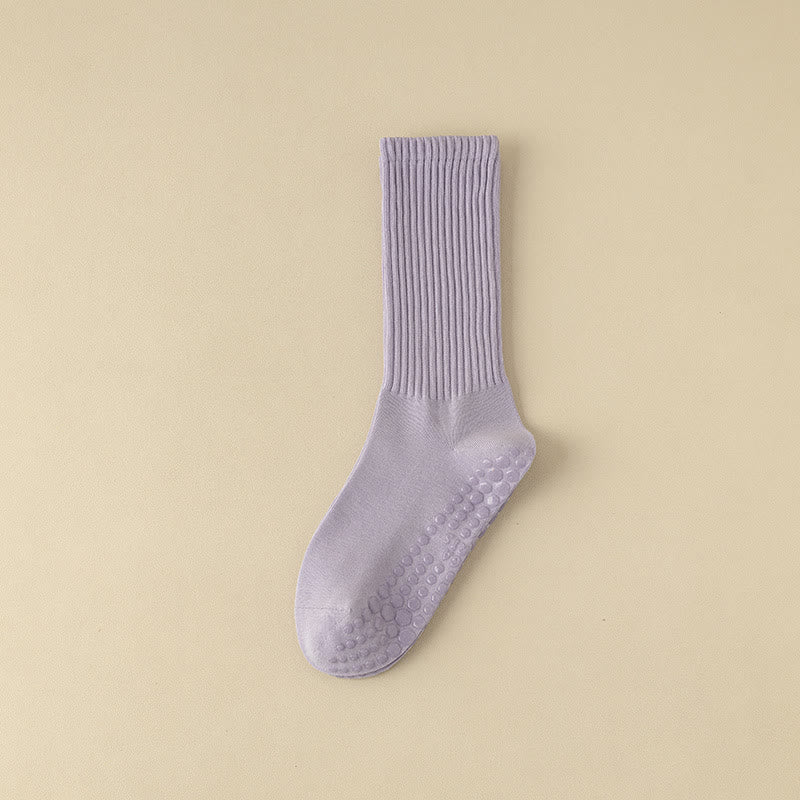 Olivenorma Striped Textured Crew Non-Slip Grip Pilates Barre Comfort Workout Socks with Breathable Cotton Design Yoga Socks - image 15