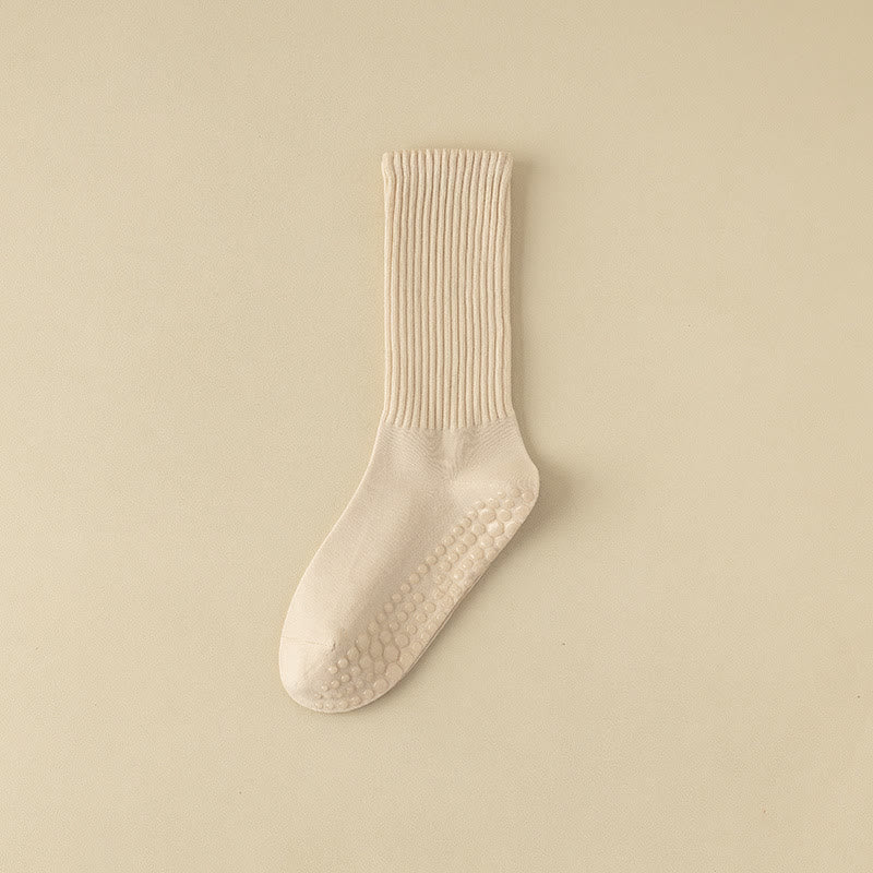 Olivenorma Striped Textured Crew Non-Slip Grip Pilates Barre Comfort Workout Socks with Breathable Cotton Design Yoga Socks - image 18