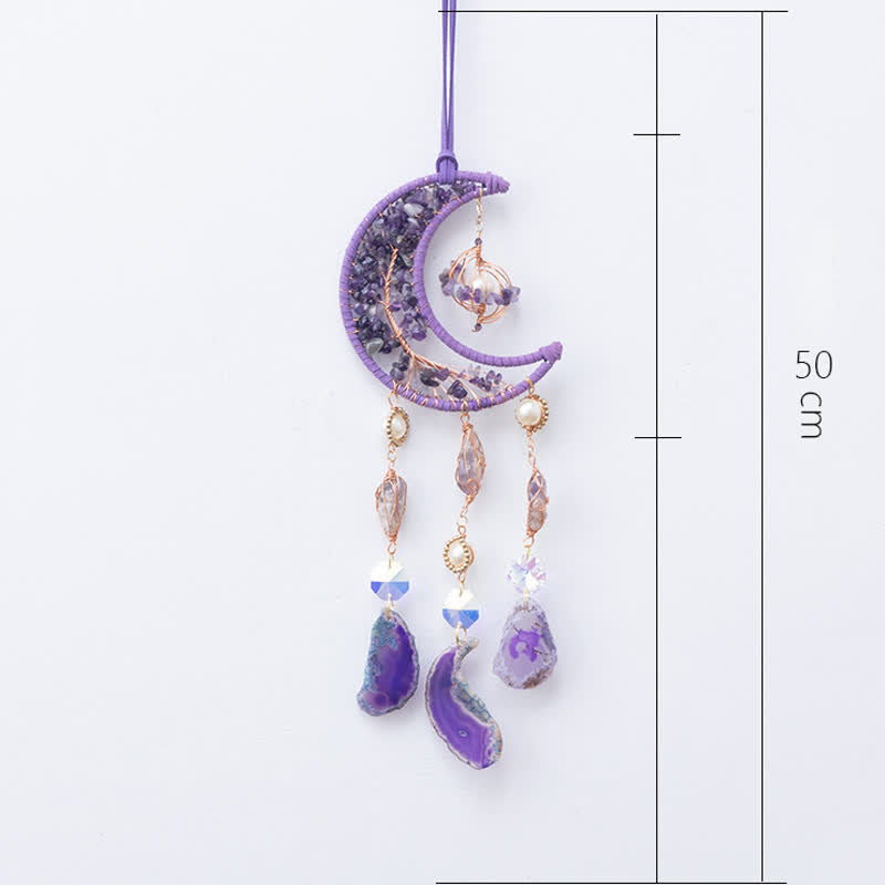 Olivenorma Amethyst Purple Agate Moon Pendant Wind Chime