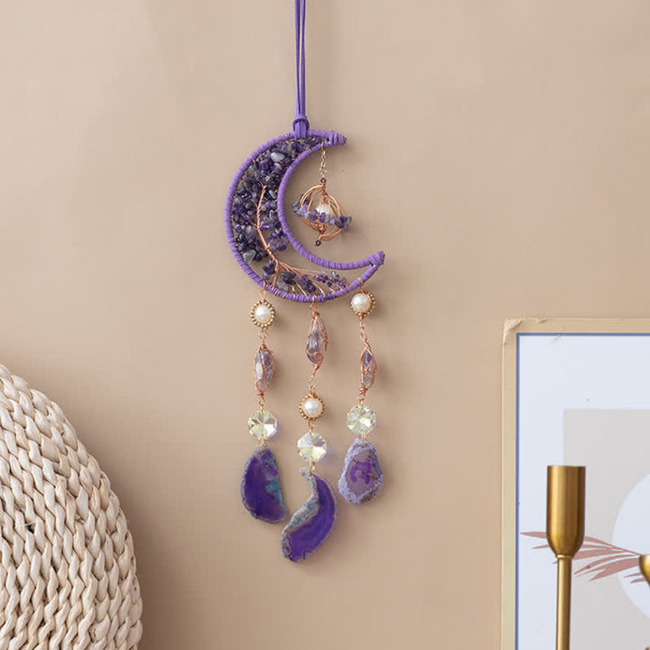 Olivenorma Amethyst Purple Agate Moon Pendant Wind Chime