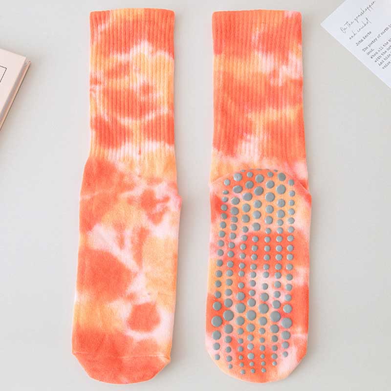 Olivenorma Medium-Tube Tie-Dye Anti-Slip Grip Pilates Barre Workout Socks with Breathable Stretch Comfort Yoga Socks - image 20