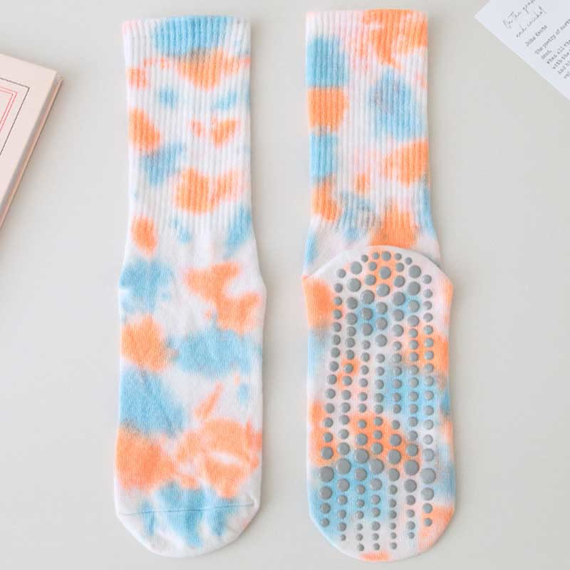 Olivenorma Medium-Tube Tie-Dye Anti-Slip Grip Pilates Barre Workout Socks with Breathable Stretch Comfort Yoga Socks - image 19