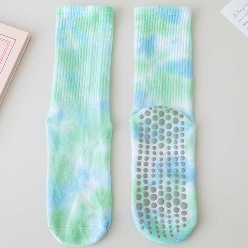 Olivenorma Medium-Tube Tie-Dye Anti-Slip Grip Pilates Barre Workout Socks with Breathable Stretch Comfort Yoga Socks - image 10