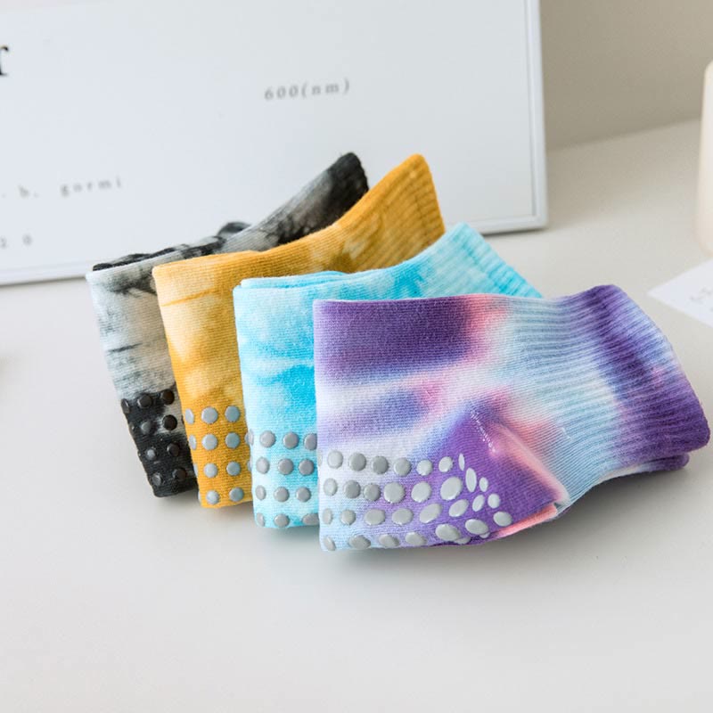 Olivenorma Tie-Dye Grip Workout Non-Slip Pilates Barre Training Socks with Breathable Cotton Stretch Fit Yoga Crew Socks - image 18