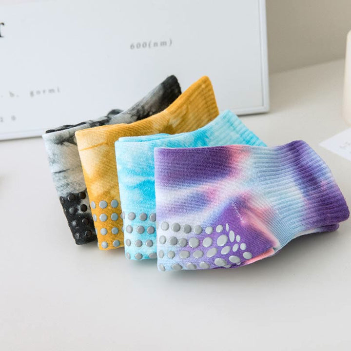 Olivenorma Tie-Dye Grip Workout Non-Slip Pilates Barre Training Socks with Breathable Cotton Stretch Fit Yoga Crew Socks - image 18