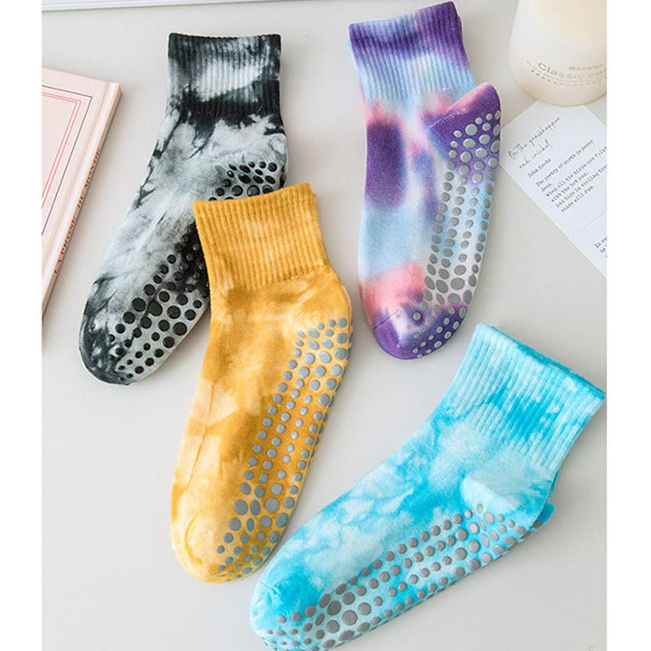 Olivenorma Tie-Dye Grip Workout Non-Slip Pilates Barre Training Socks with Breathable Cotton Stretch Fit Yoga Crew Socks - image 16