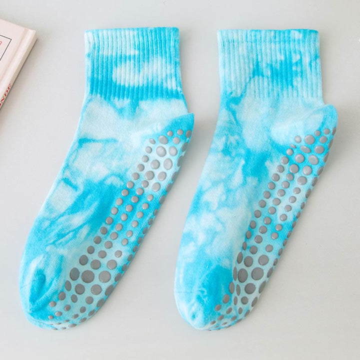 Olivenorma Tie-Dye Grip Workout Non-Slip Pilates Barre Training Socks with Breathable Cotton Stretch Fit Yoga Crew Socks - image 12