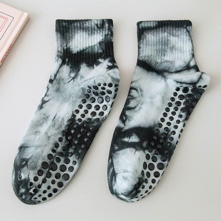 Olivenorma Tie-Dye Grip Workout Non-Slip Pilates Barre Training Socks with Breathable Cotton Stretch Fit Yoga Crew Socks - image 8
