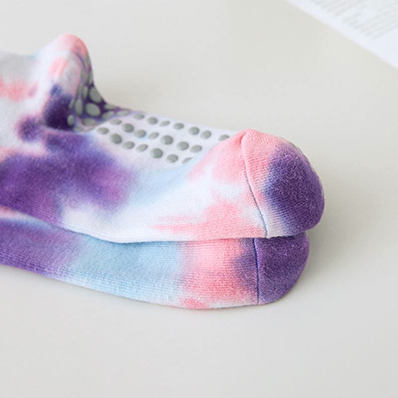 Olivenorma Tie-Dye Grip Workout Non-Slip Pilates Barre Training Socks with Breathable Cotton Stretch Fit Yoga Crew Socks - image 6