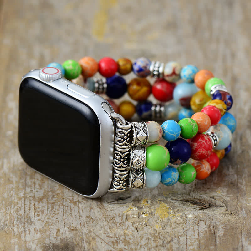 Olivenorma Chakra Emperor Stone Beaded Apple Watch Strap