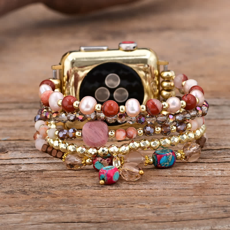 Olivenorma Rhodonite Natural Stone Beads Apple Watch Strap