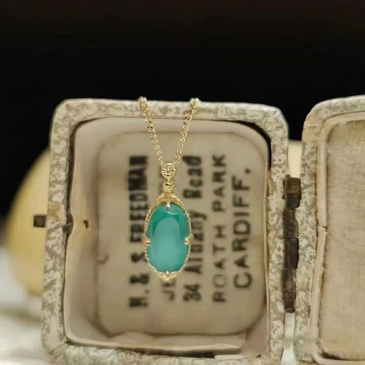 Olivenorma Vintage Aquamarine 925 Silver Ring Necklace