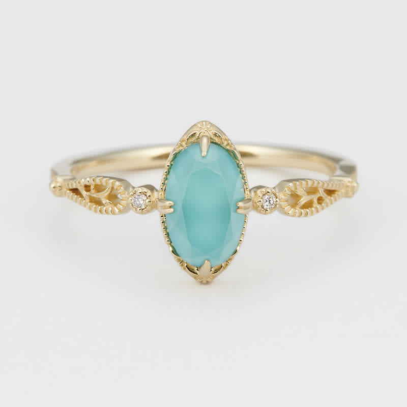 Olivenorma Vintage Aquamarine 925 Silver Ring Necklace