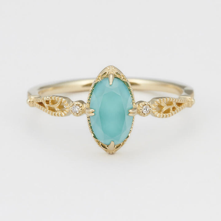 Olivenorma Vintage Aquamarine 925 Silver Ring Necklace
