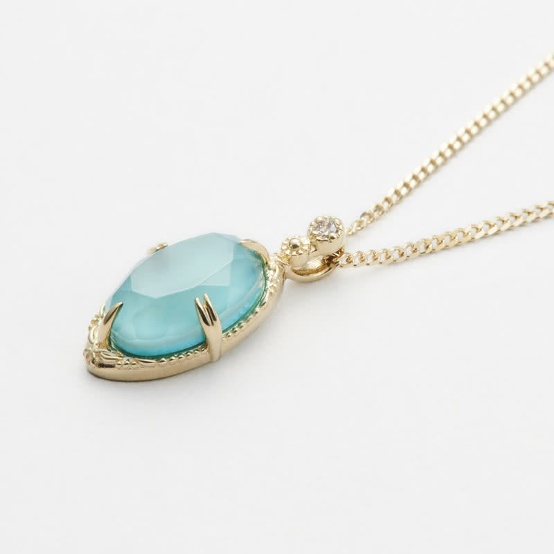 Olivenorma Vintage Aquamarine 925 Silver Ring Necklace