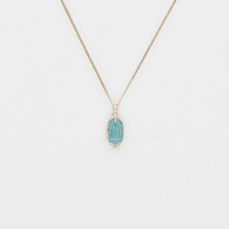 Olivenorma Vintage Aquamarine 925 Silver Ring Necklace