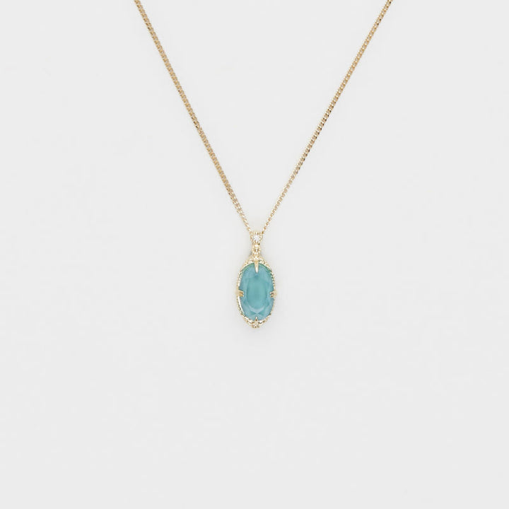 Olivenorma Vintage Aquamarine 925 Silver Ring Necklace