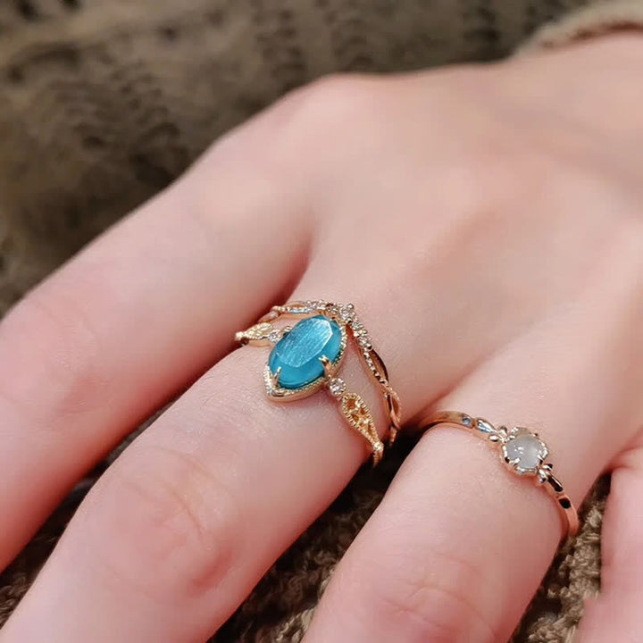 Olivenorma Vintage Aquamarine 925 Silver Ring Necklace