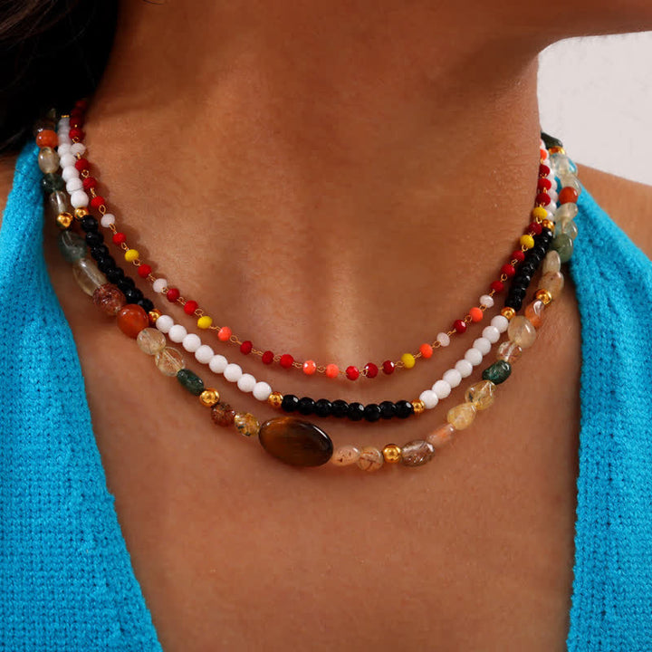 Olivenorma Vintage Natural Stone Beaded Necklace